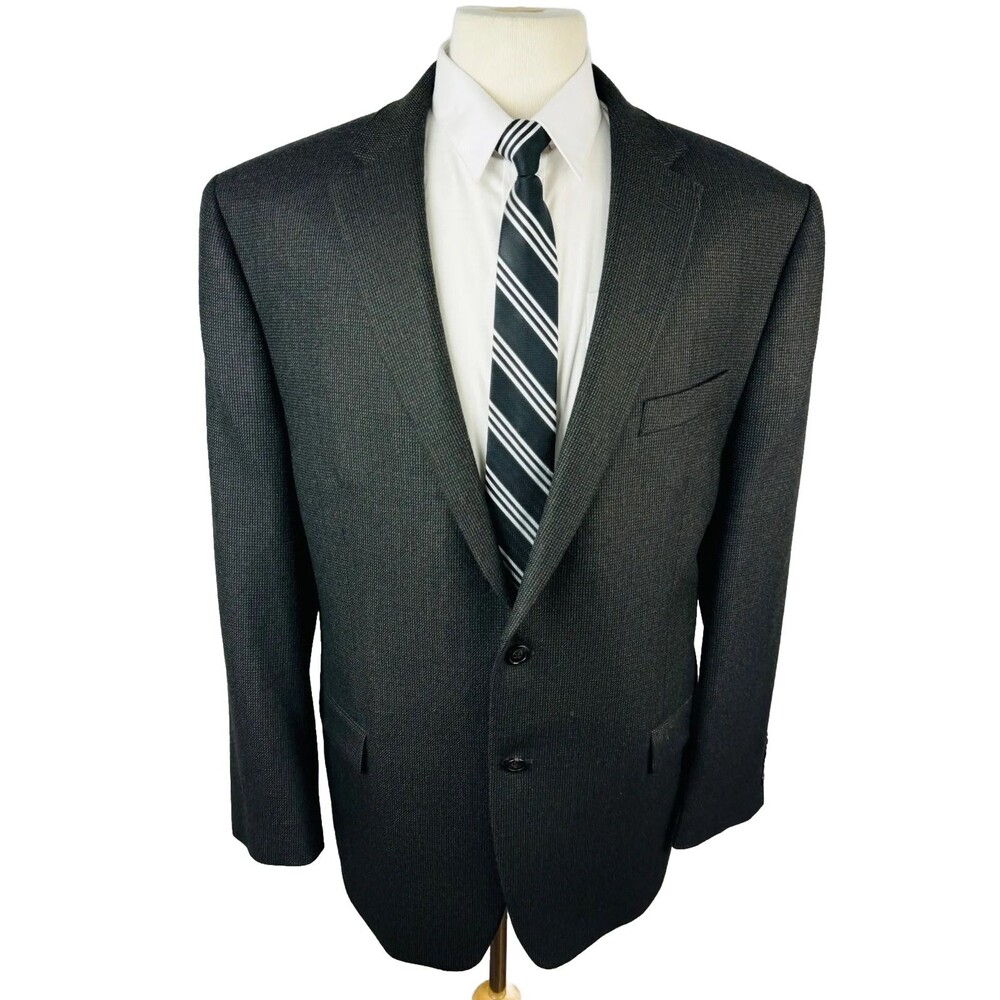 RALPH LAUREN MENS 46R BROWN HOUNDSTOOTH 100% WOOL BLAZER SPORT COAT SUIT JACKET